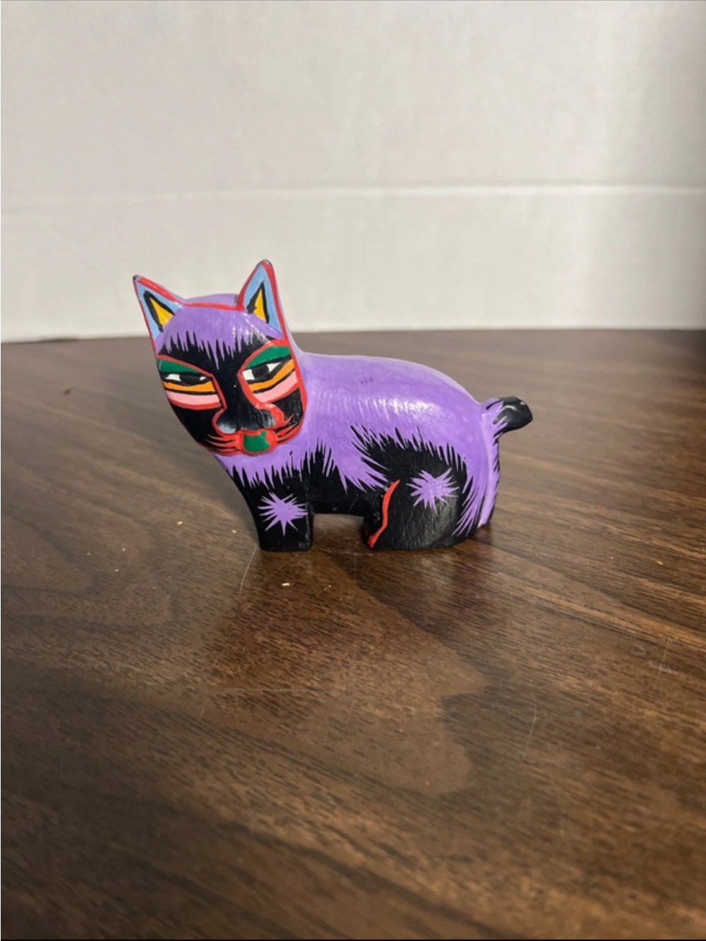 Laura Burch Hand-Painted Purple Cat Figurine - Decorative Pet Accent